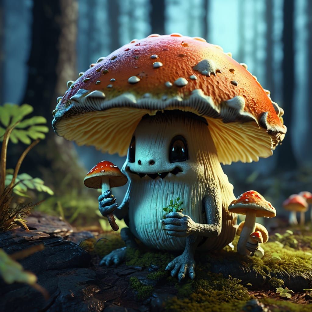 Mushroom Chomper in a Moonlit Forest