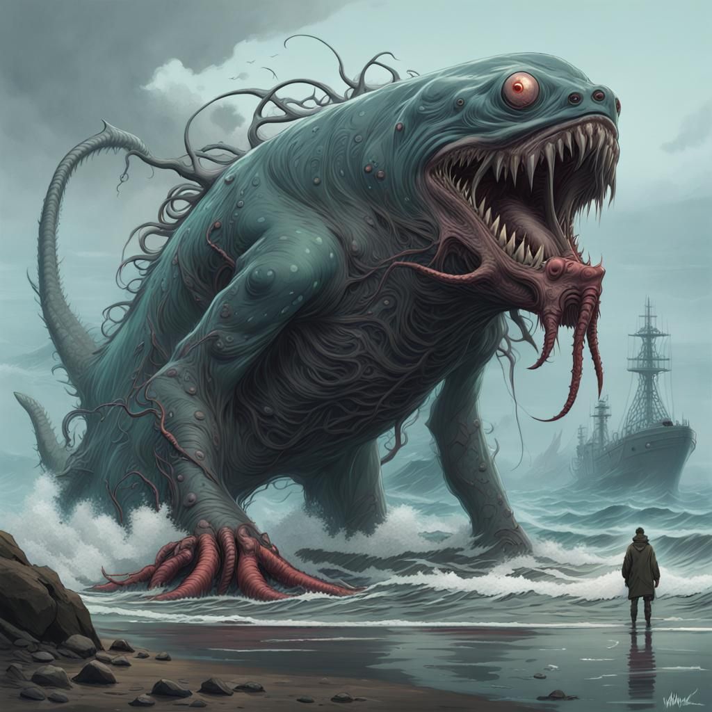 Ominous Japanese Sea Monster Concept Art