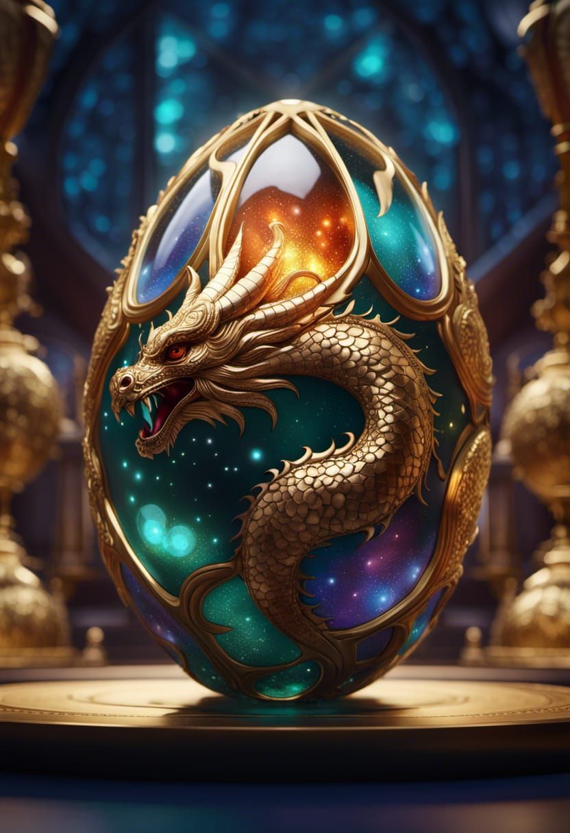 Cosmic Dragon Egg in Ornate Digital Art