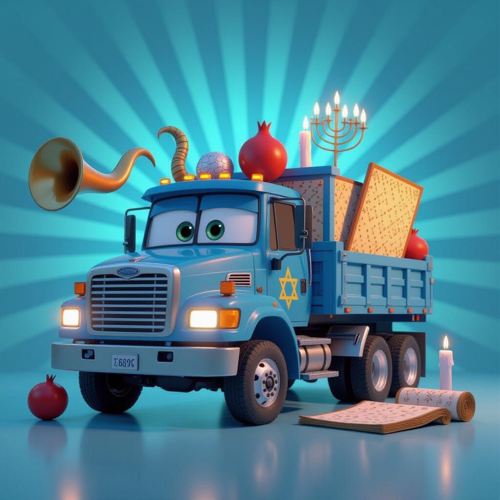 Festive Truck Celebrates Jewish Holidays in Pixar Style