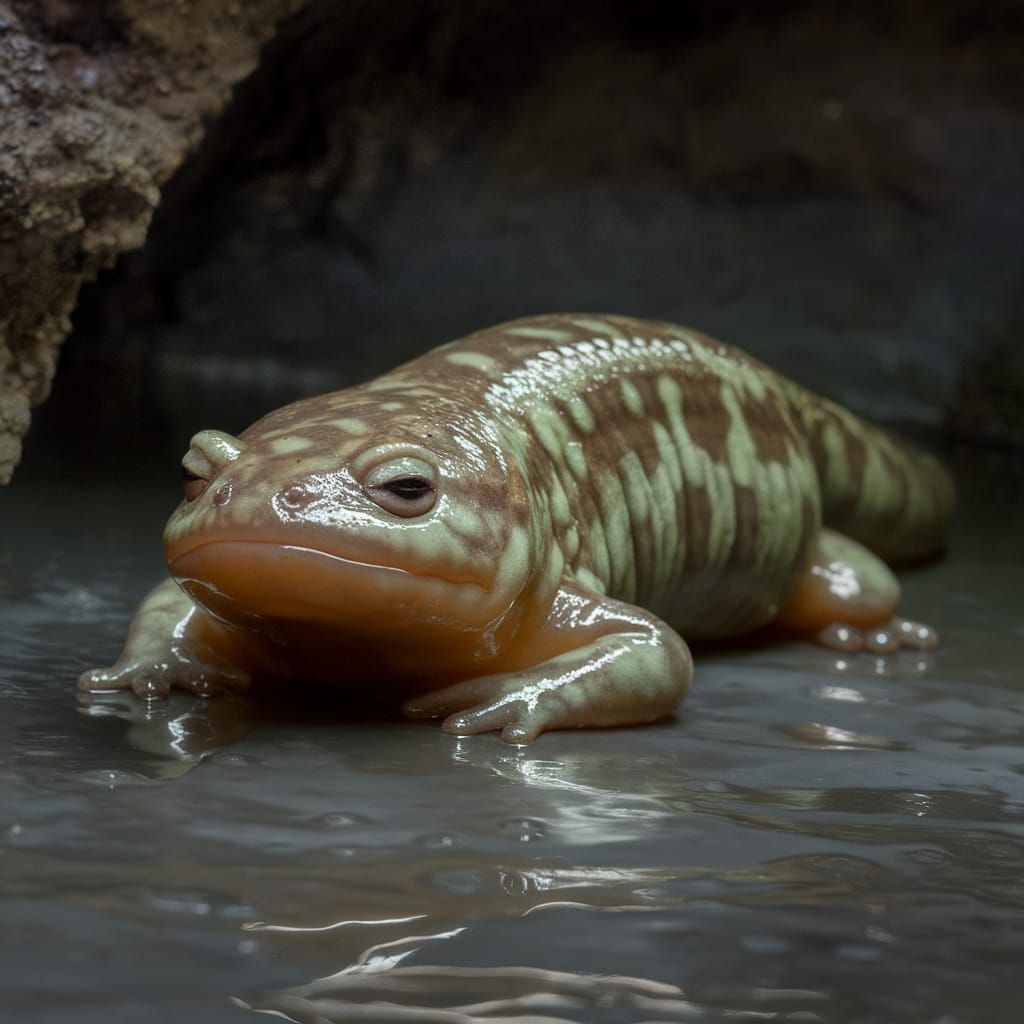 Sad Salamander in a Damp Cave