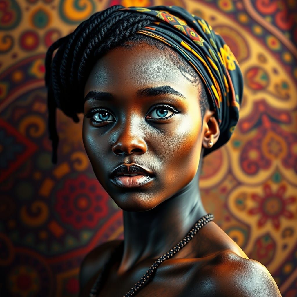 Serenely Beautiful African Woman in Traditional Adornment