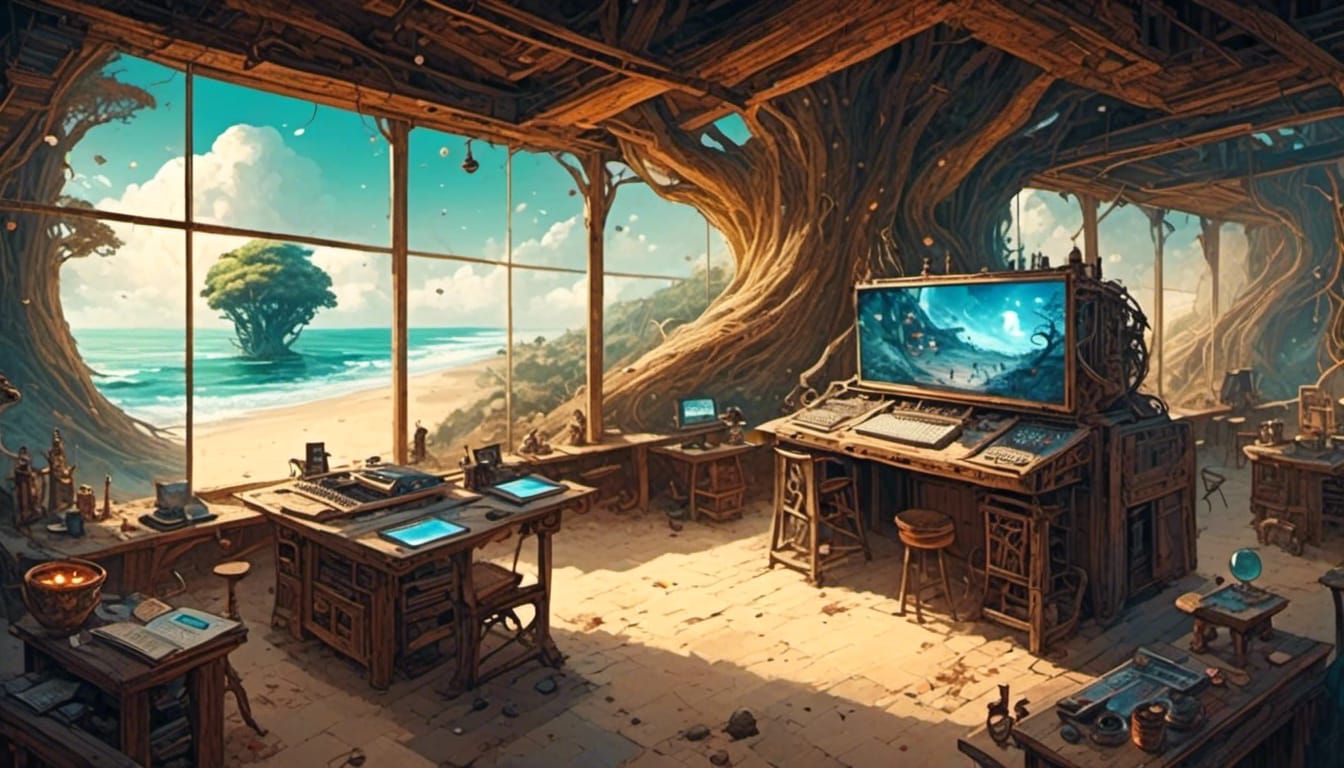 Dark Fantasy Gaming Arena in Outer Space