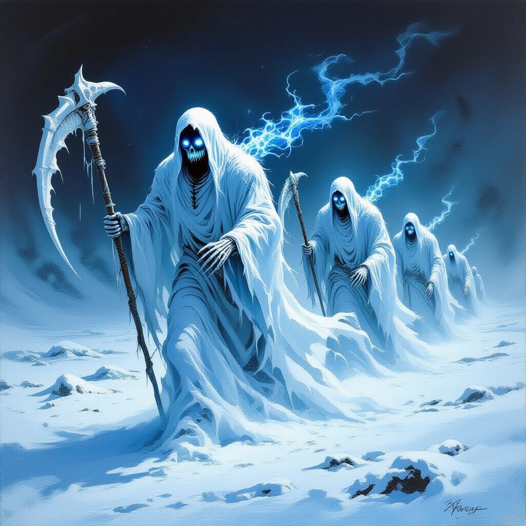 Ghostly Polar Entities in Dark Fantasy Style