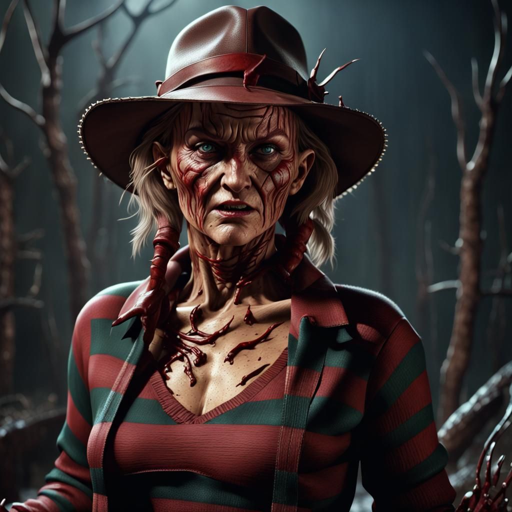Female Freddy Krueger in Detailed Matte Painting