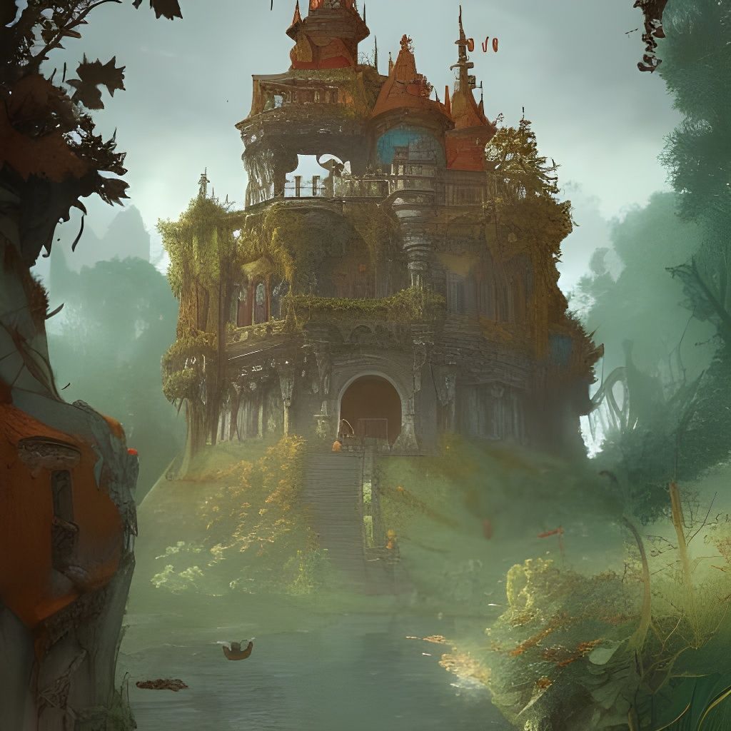 Autumn Castle: Baroque Rococo Ink Illustration