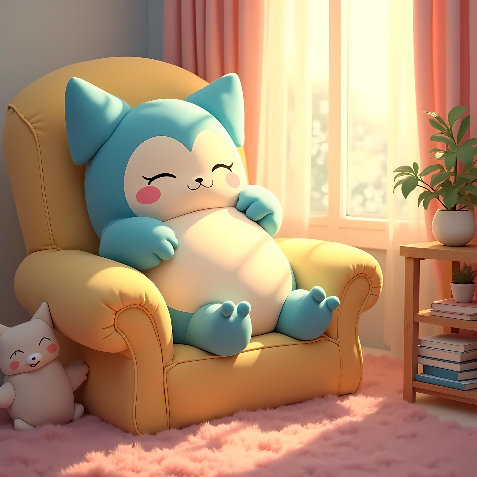 Cute Anime Snorlax in Armchair
