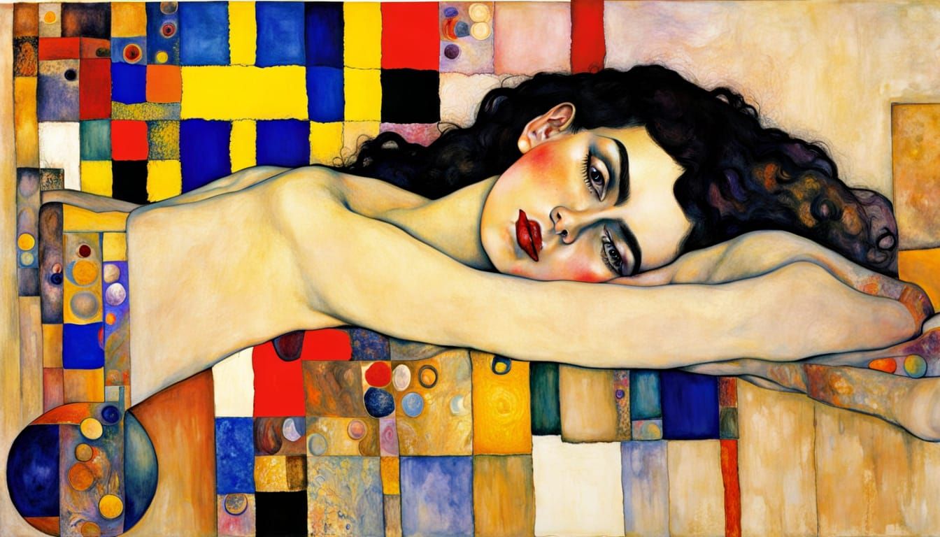 Woman Portrait in Expressionist Style with Bright Colors