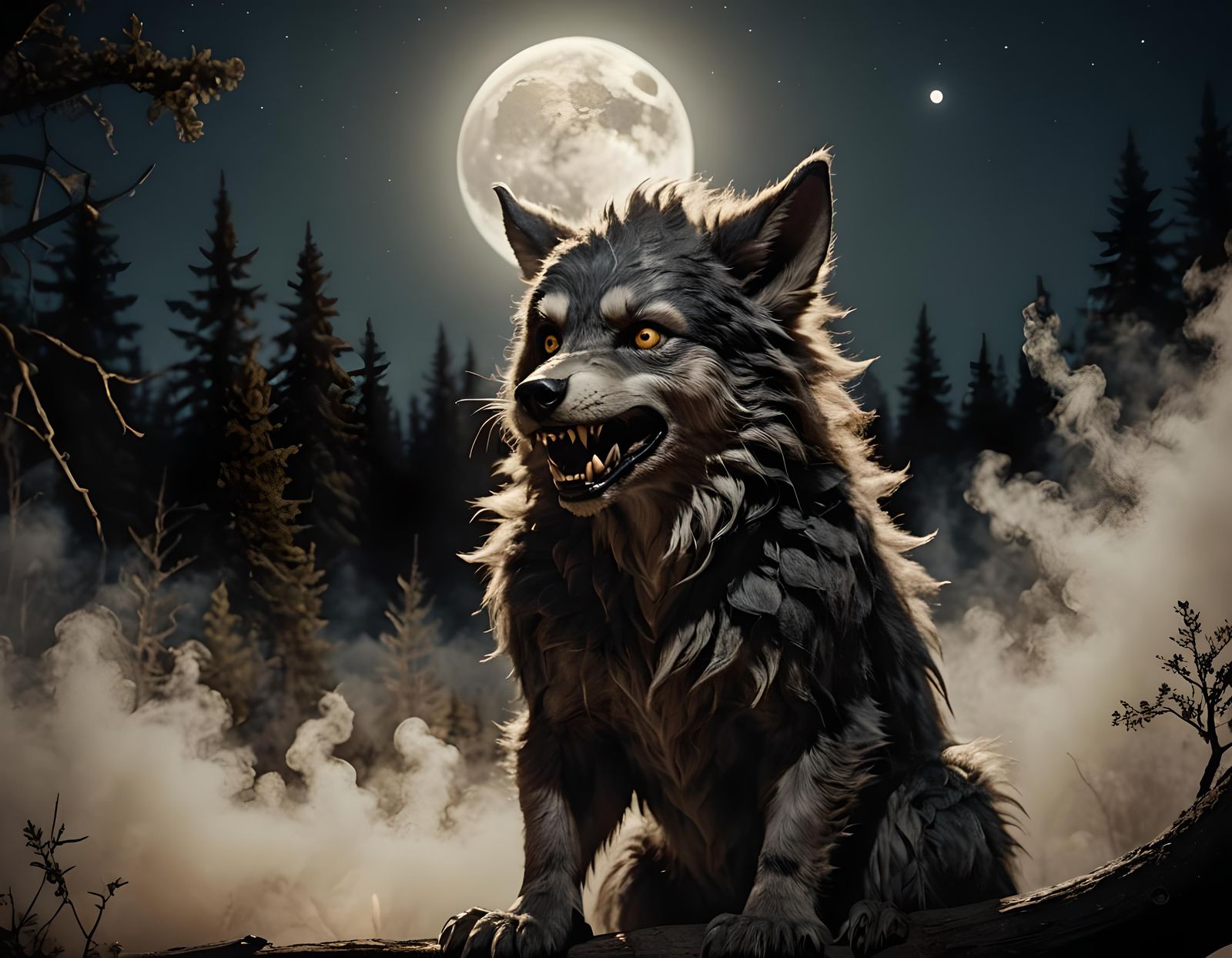 Adorable Baby Werewolf Howling at the Moon