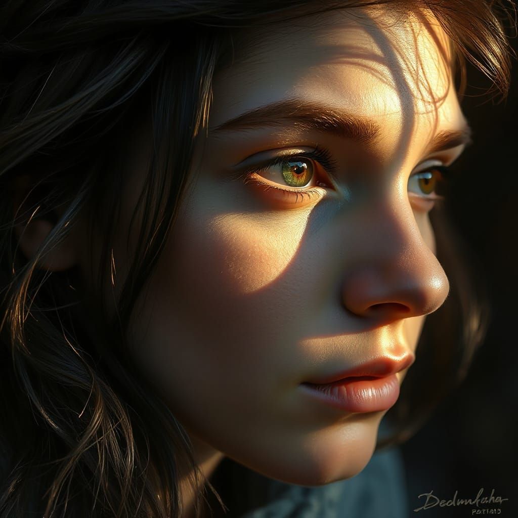 Woman's Eye Shines Like Sun in Atmospheric Digital Portrait