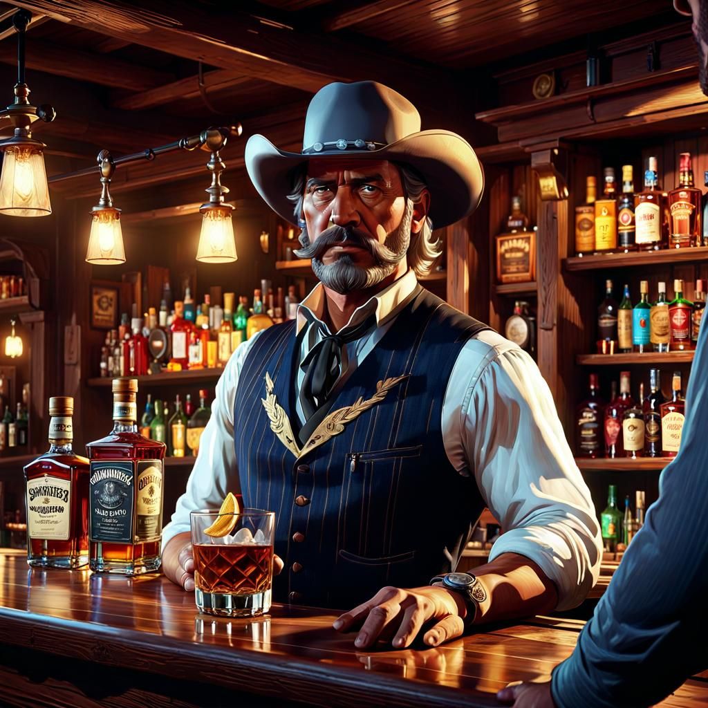 Bartender at a wild west saloon