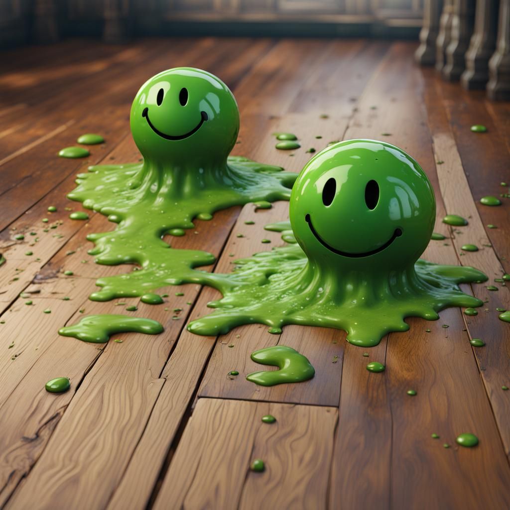 Green Slime Smiley Face Orbs, Fantasy Concept Art