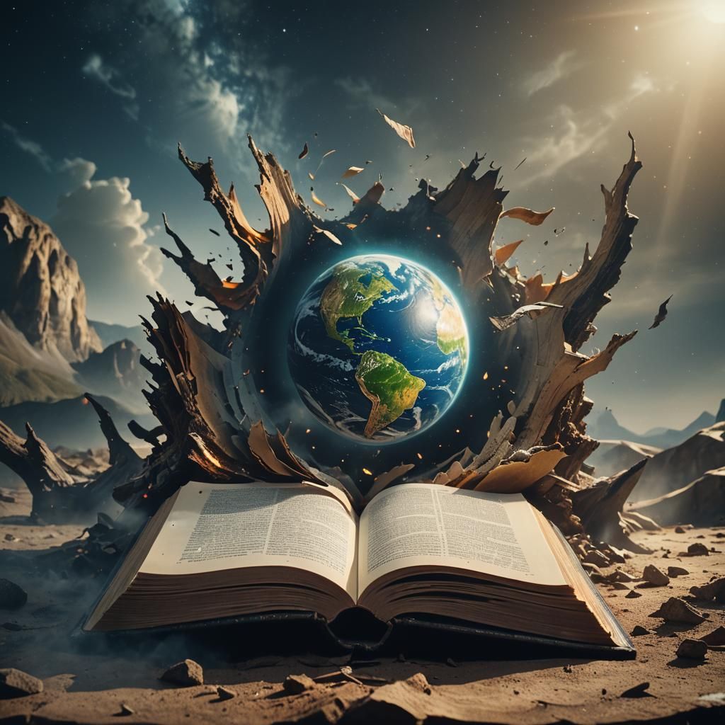 Earth Emerges from Book in Cinematic Still