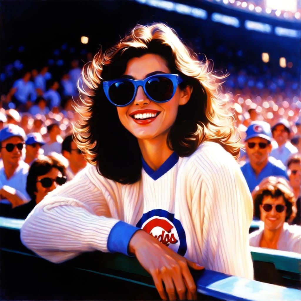 Mia Sara at Wrigley Field: Painting in 1980s Style