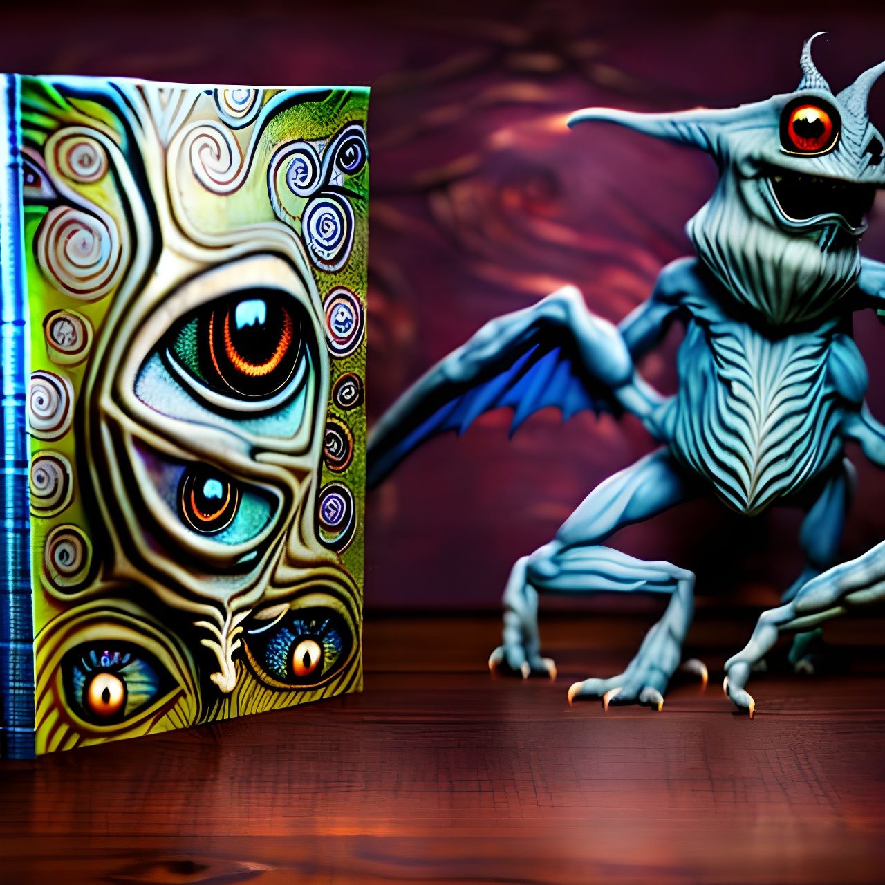 Friendly Monster Emerges from Book: Fantasy Art