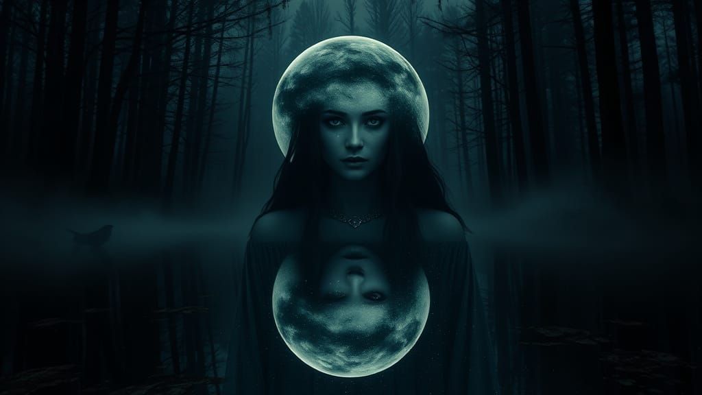 Ethereal Gypsy Woman Under Starry Night Sky