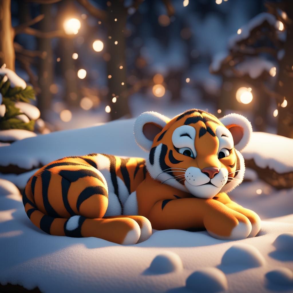 Baby Tiger's Winter Nap: 3D Game Cinematic