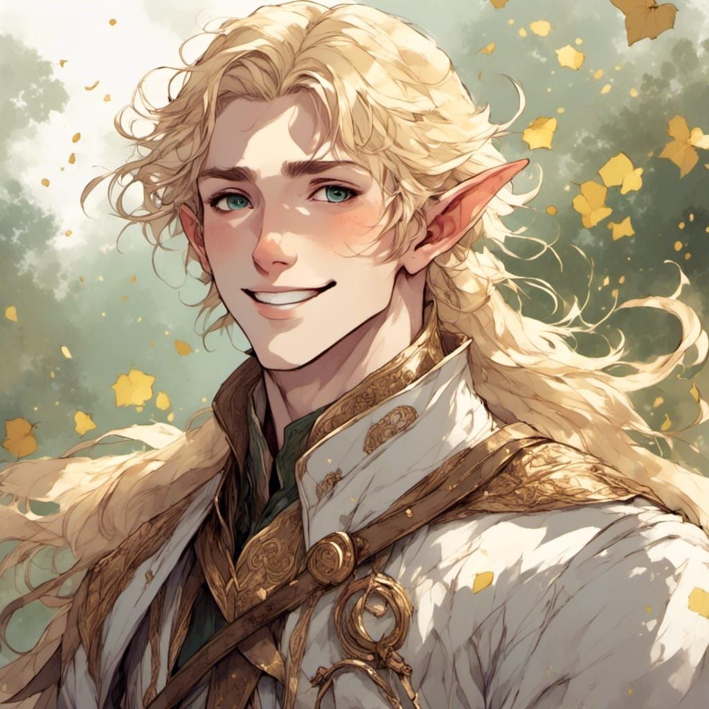 Handsome Blond Elf-Lord with Horse