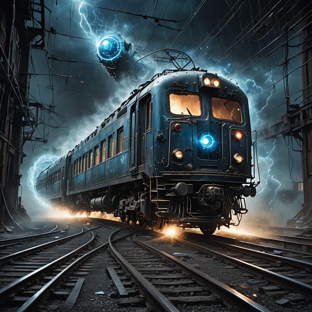 Derailed Train in Space: Industrial Surrealism
