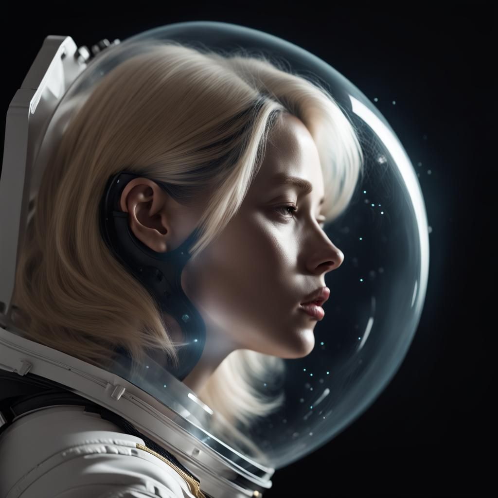 Glass Face in Space with Stardust Hair