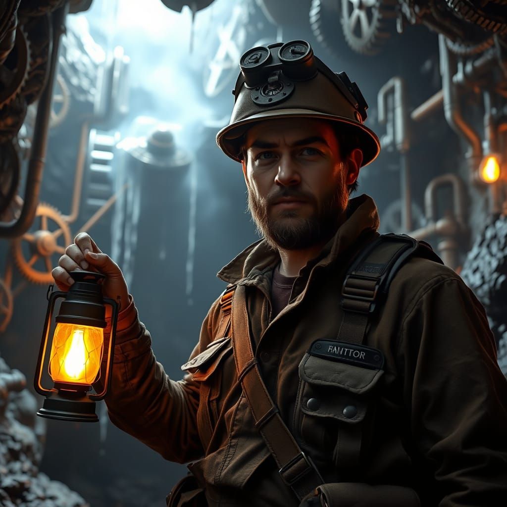 Steampunk Cavern Discovery: An Ethereal Digital Painting