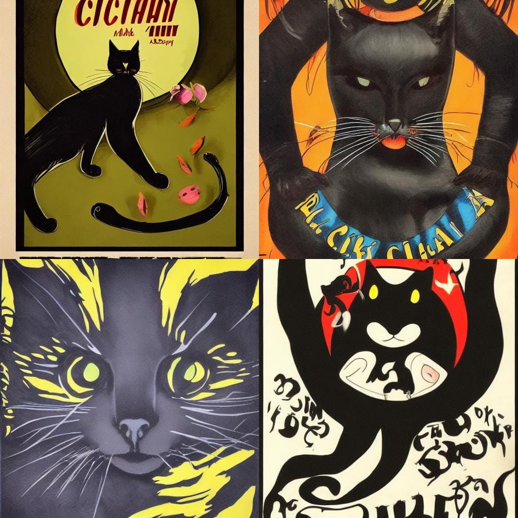 Stylized Black Cat Poster Art
