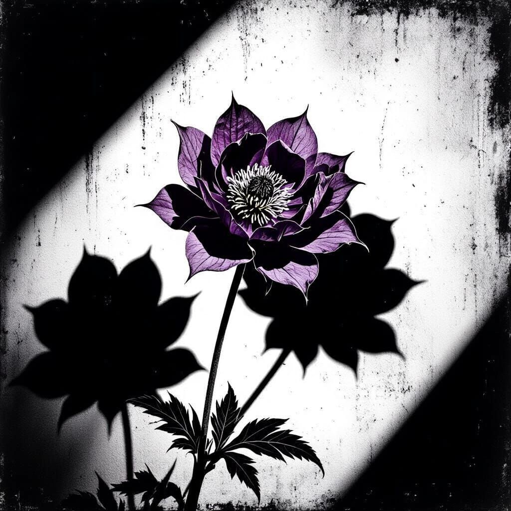 Withered Aconitum Flower in Gothic Surreal Style