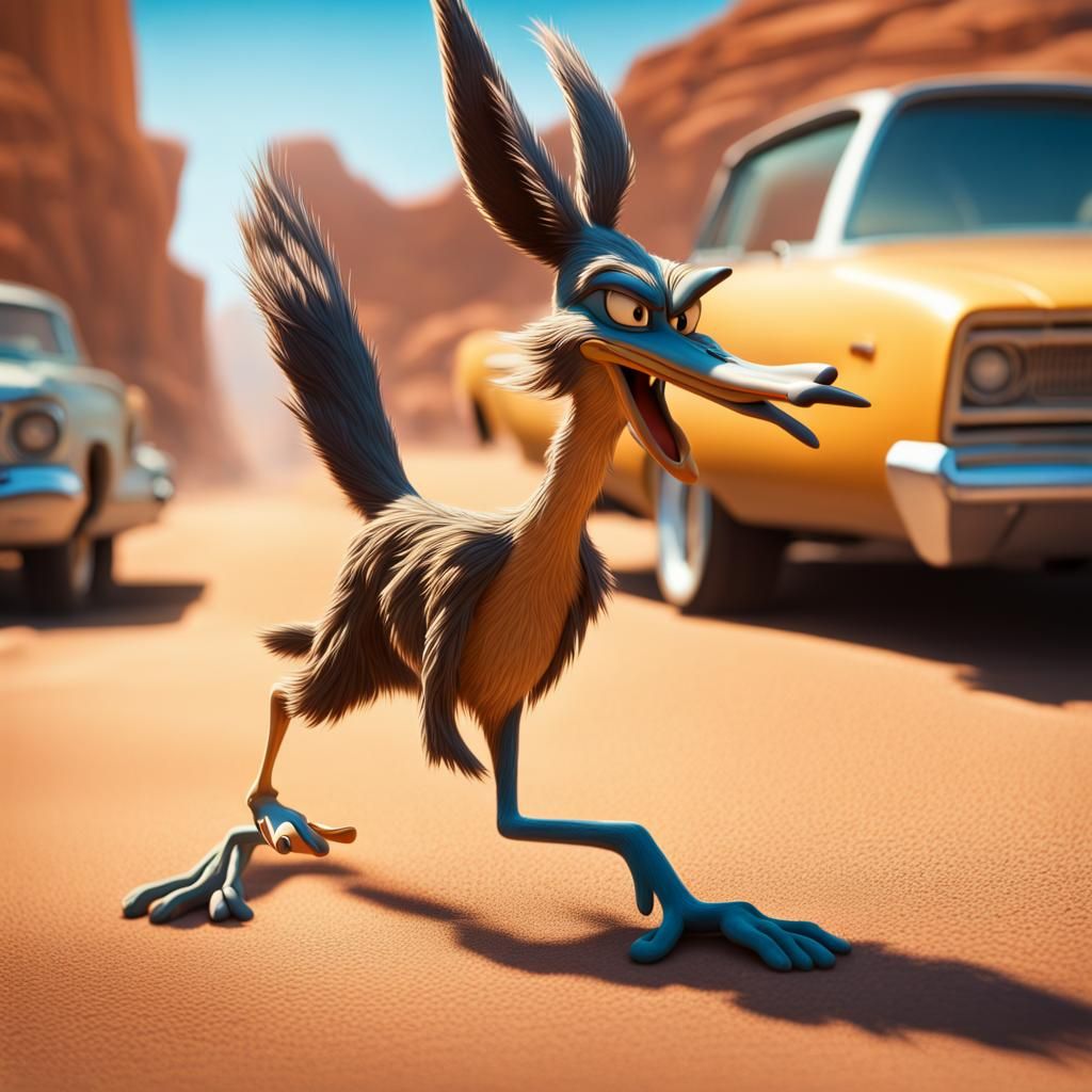 Road Runner and Wile E. Coyote Hyperrealistic Art