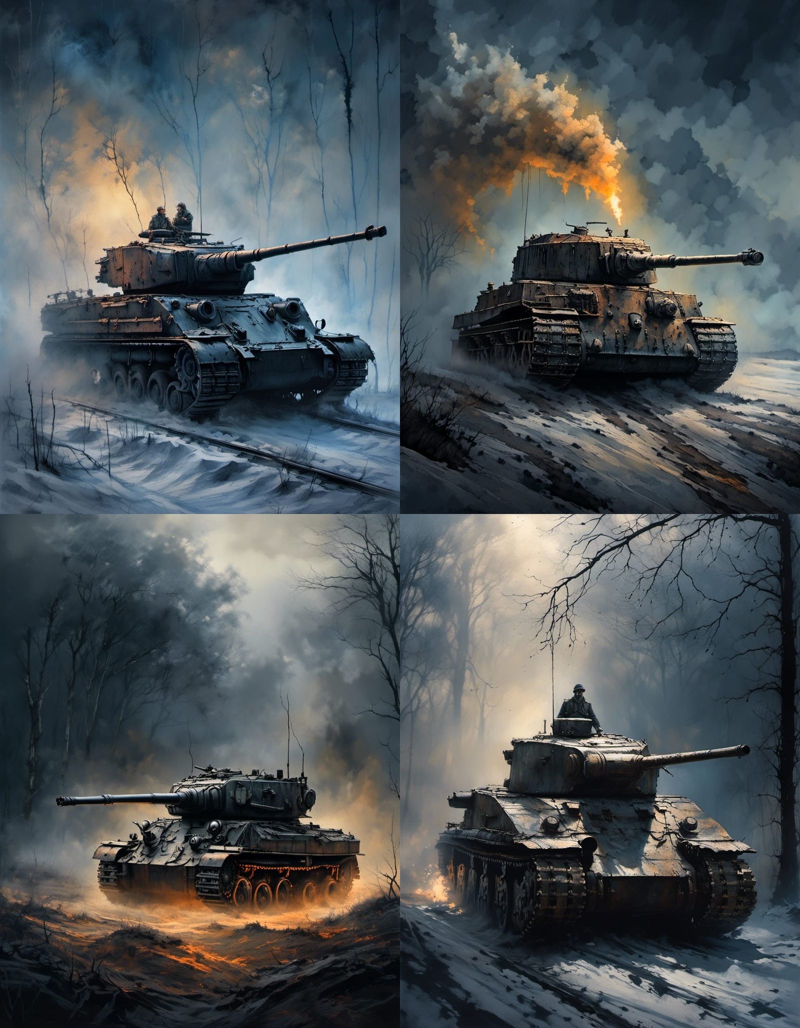 Glowing Tiger Tank in Ghost Fog, World War 2