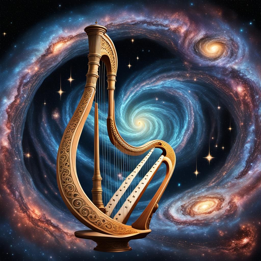 Galactic Harp in Glowing Spiral Galaxy