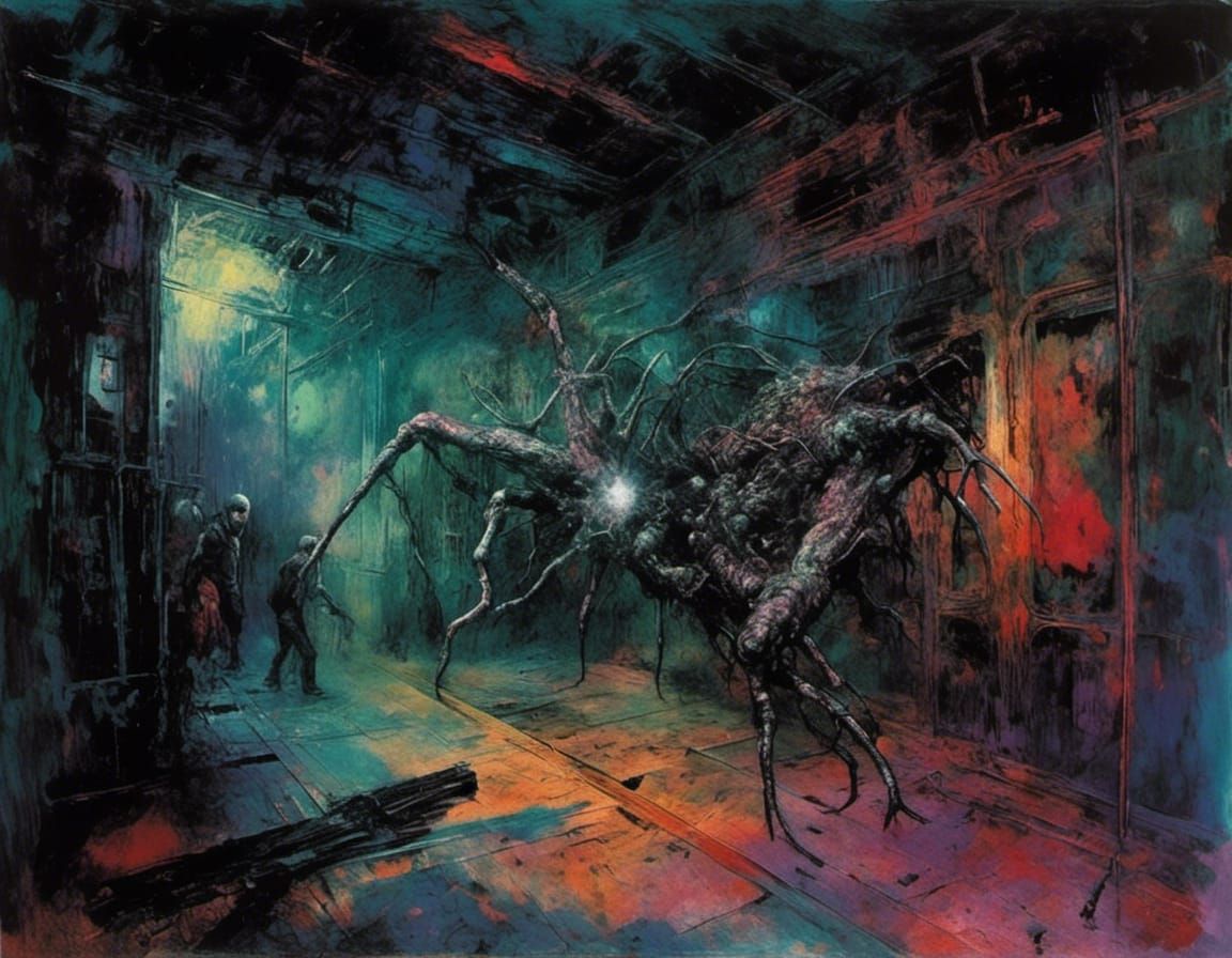 Cursed Flesh Abomination in Expressionist Oil Painting