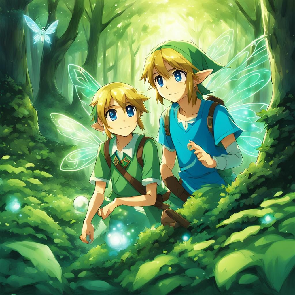 Navi and Link in Anime Forest Style