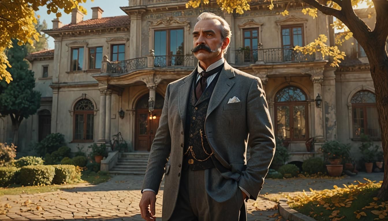 Polish Gentleman in Kuntush Before Mansion