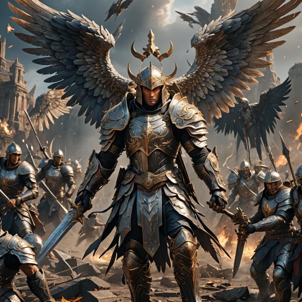 Male Warrior Angel in Detailed Matte Painting