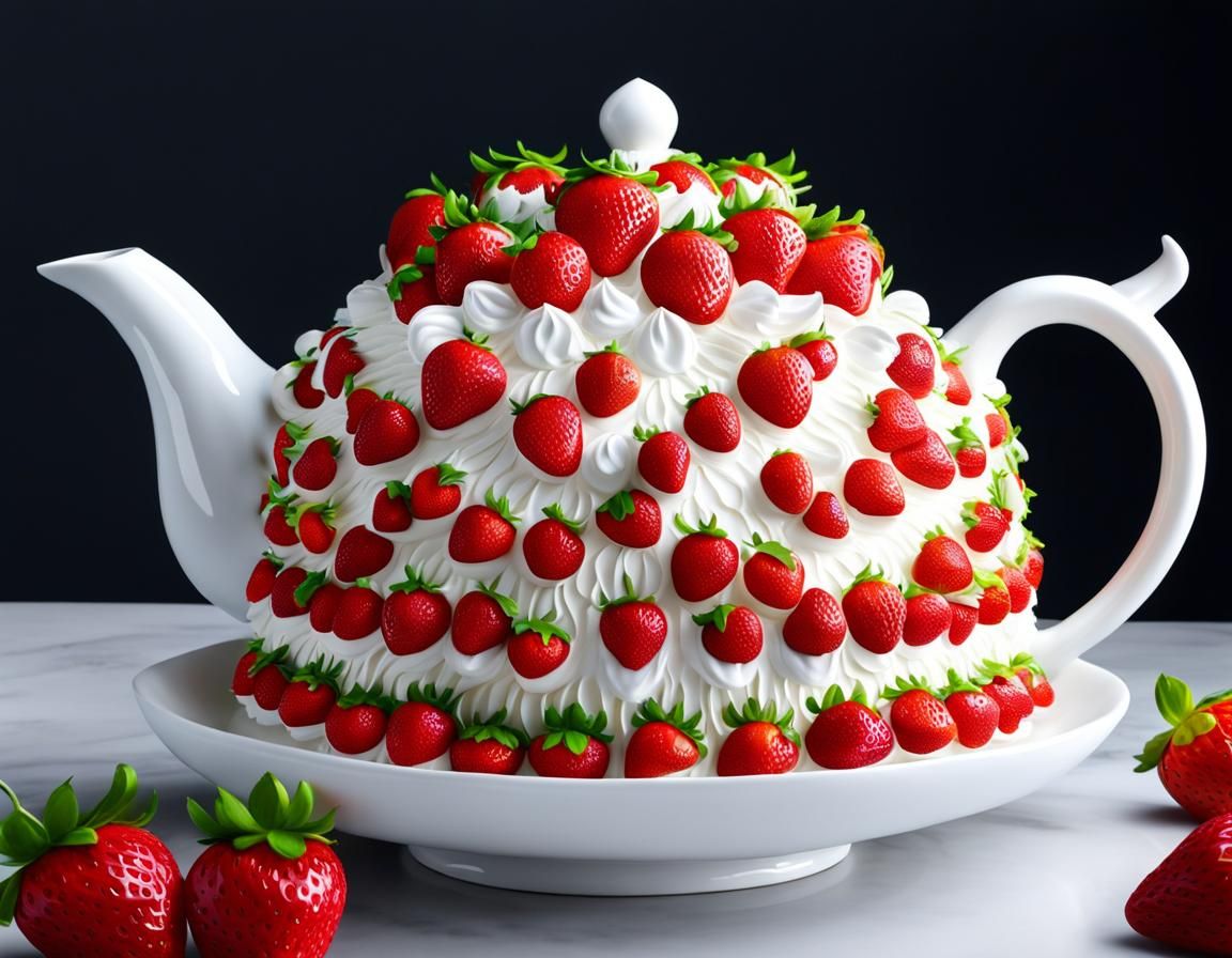Strawberry Cake Teapot in 8k Resolution