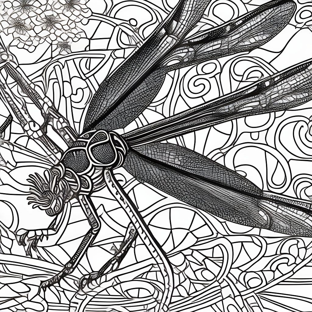 Baroque Dragonflies and Waterlilies Coloring Page