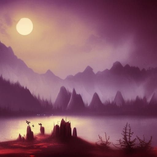 Magical Forest City with Orc and Lanterns