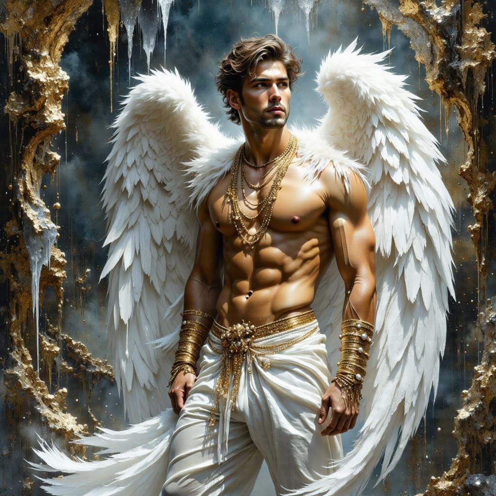 Winged Man in Crystal Cave: Digital Matte Painting