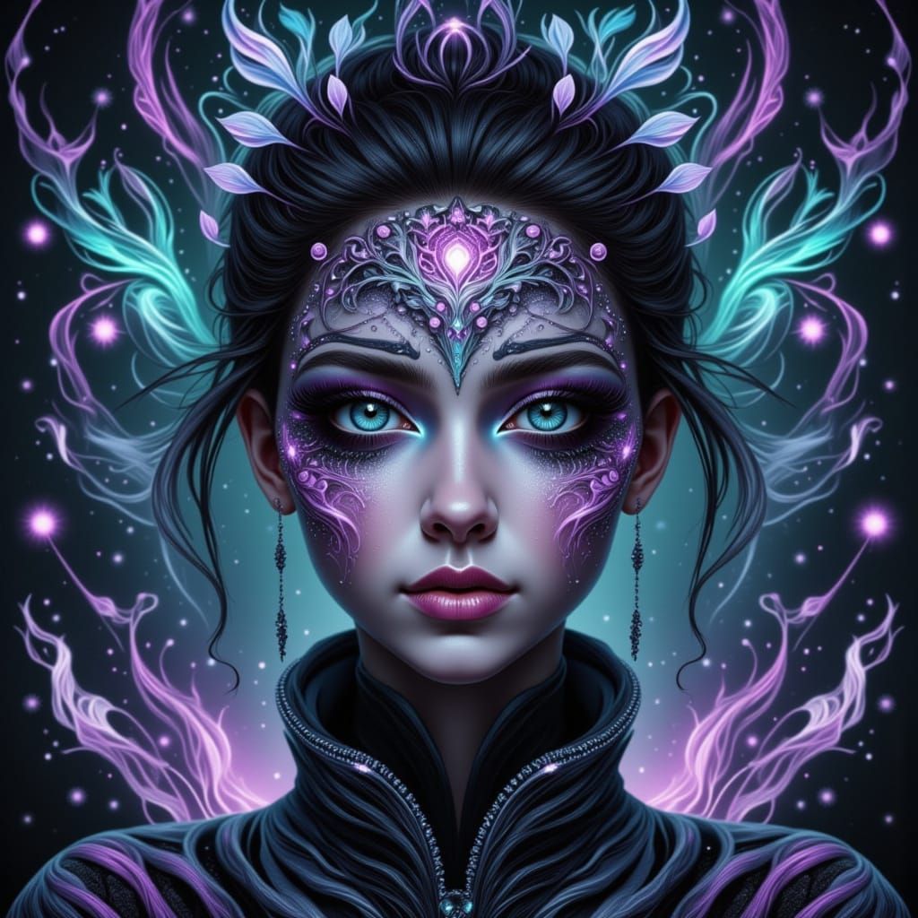 Ethereal Woman in Mandala Style Portrait