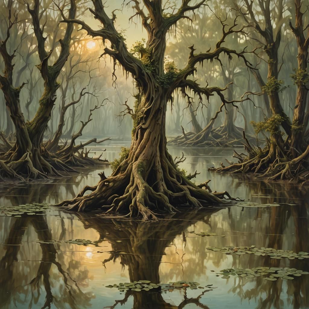 Gnarled Swamp Tree in Renaissance Style