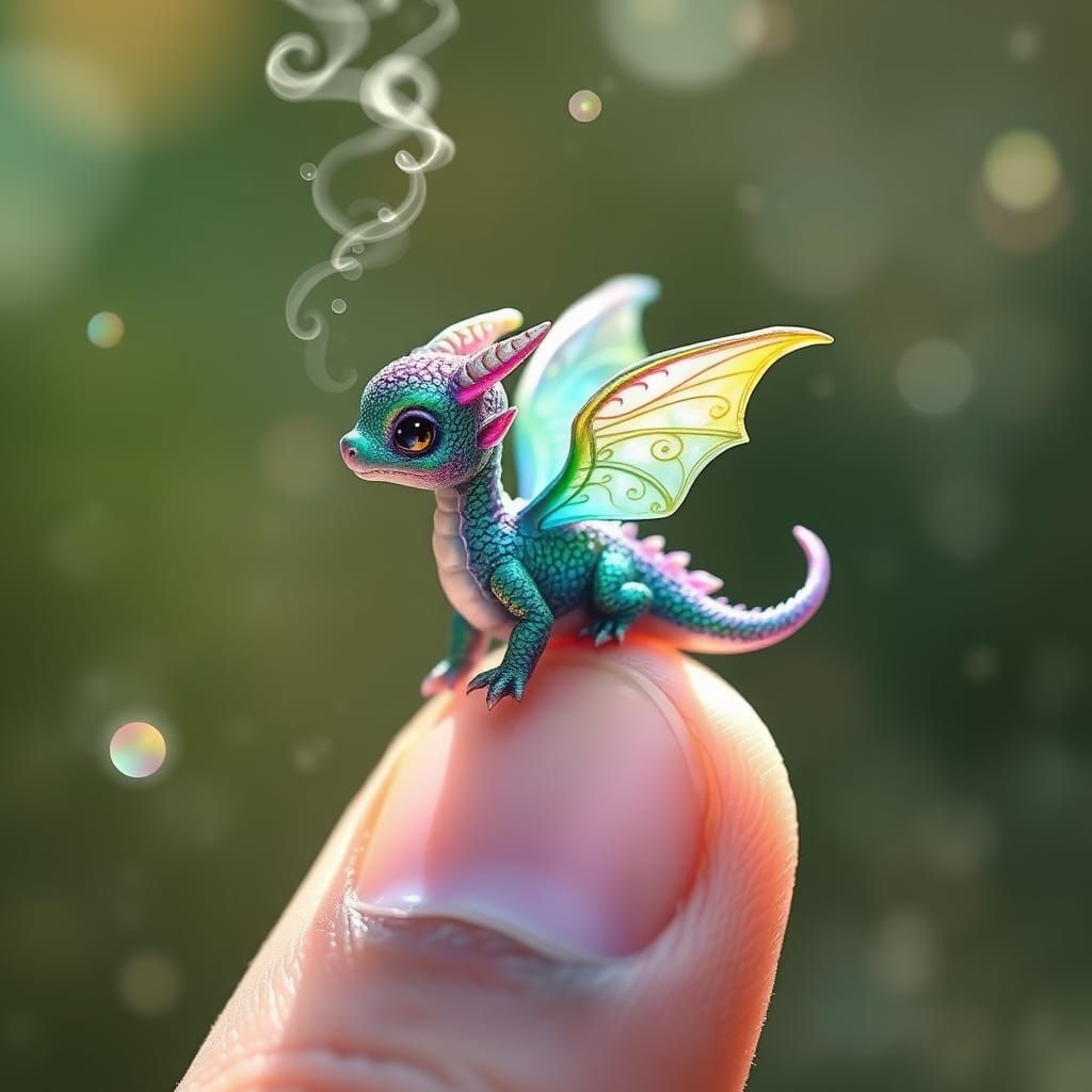 Enchanting Baby Dragon Perches on Fingertip