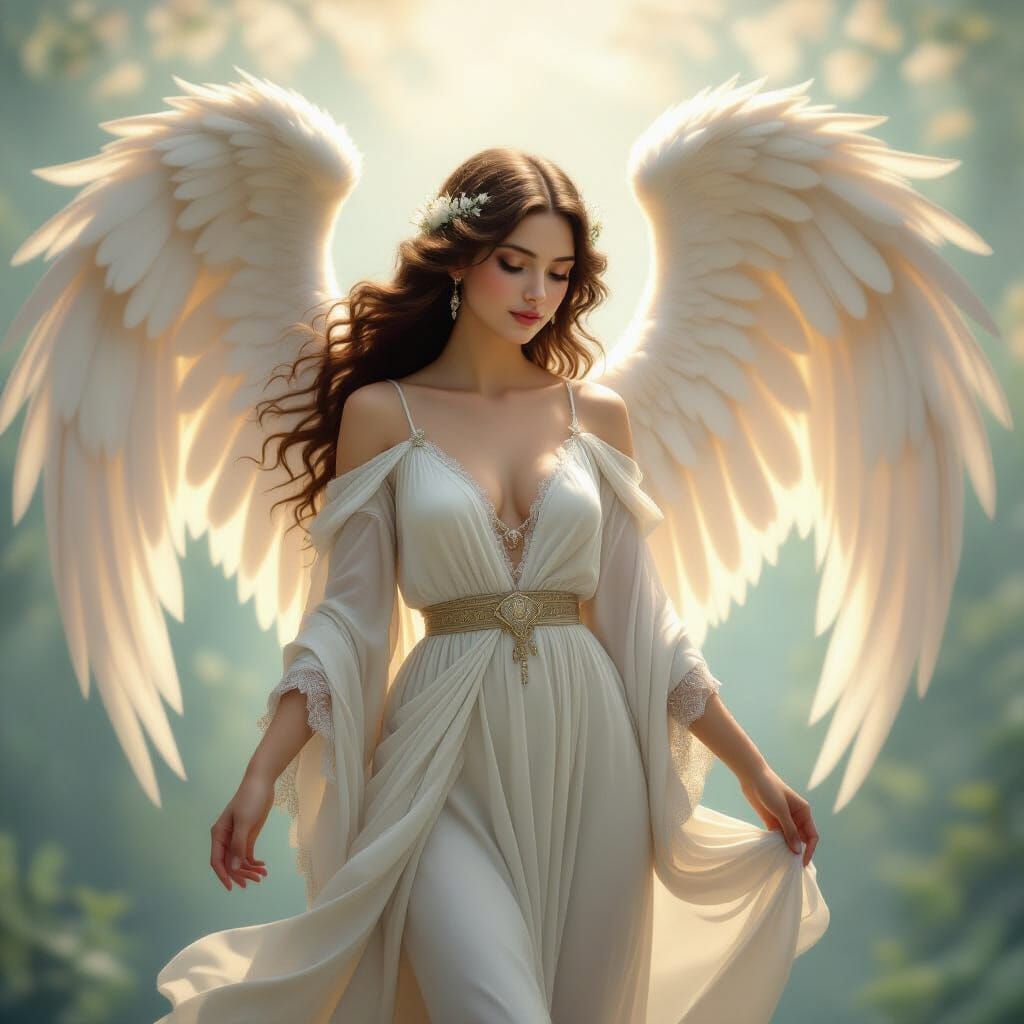 Ethereal Angel in Flowing Robes: Classic Style