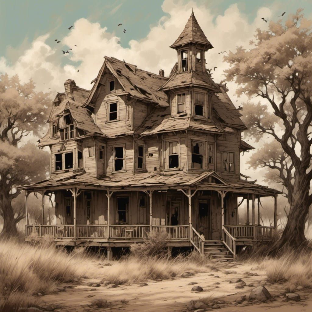 Ethereal Ivory Dreamscape of a Ghost Town