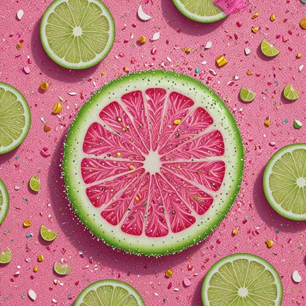 Glittering Lime Slice in Pastel Digital Art