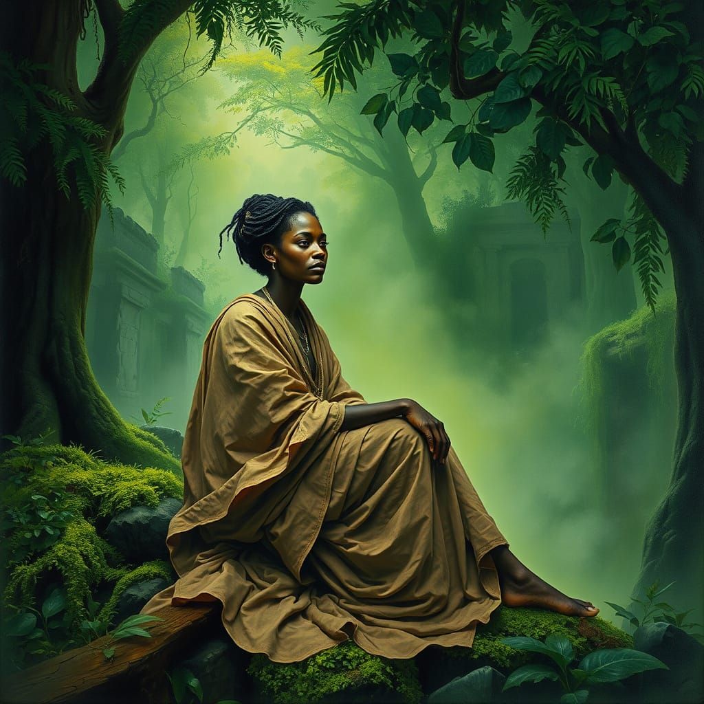 Sad Green Soul in Tropical Ruins