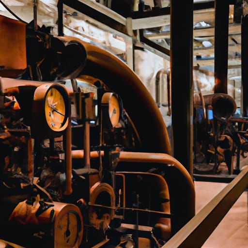 Steampunk Engine Inside a Factory