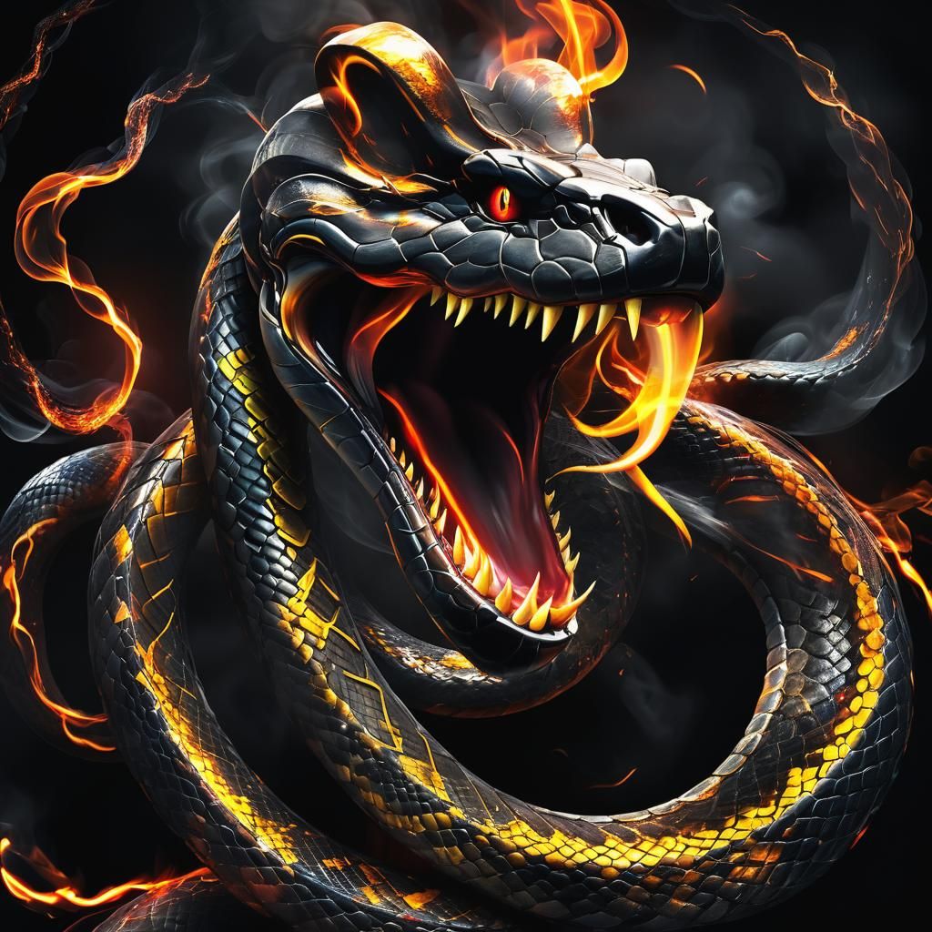 Electrifying Snake Hiss in Digital Art