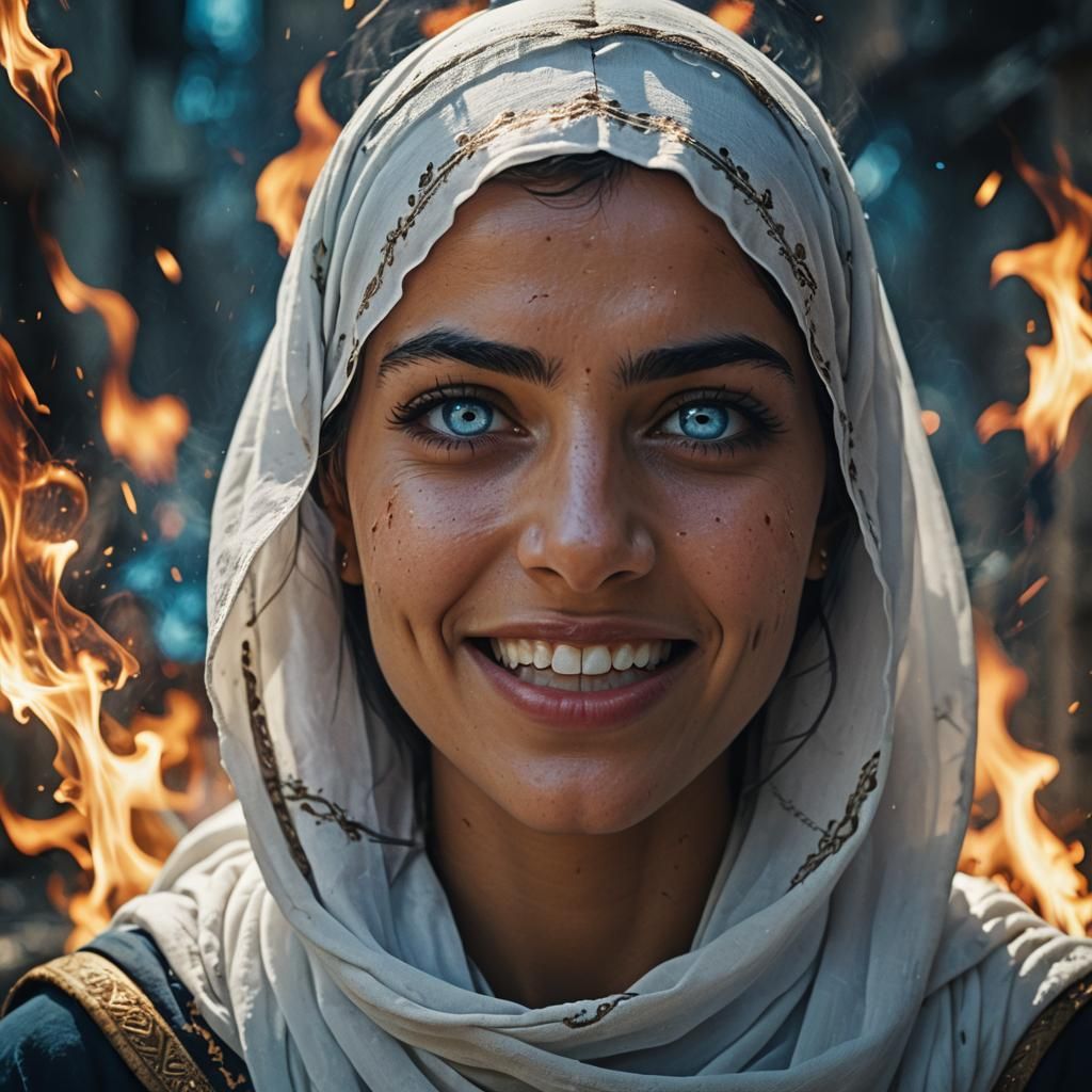 Hopeful Arab Woman with Waterflame Eyes