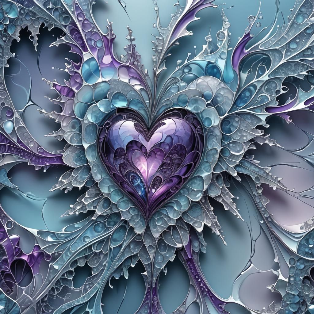 Frozen Heart Fractal Abstract Vector Art