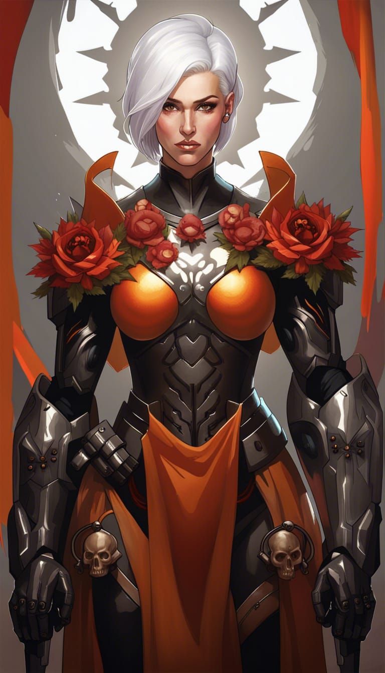 Beautiful Armored Woman with Halo, Hyperdetailed Digital Art